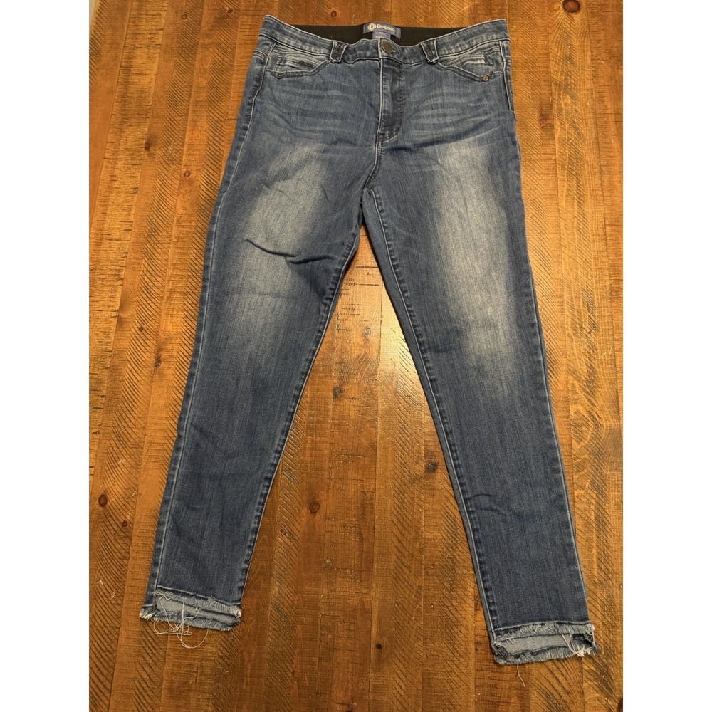 Democracy Absolution Straight Leg Jeans Blue Denim Fringe Raw HemWomen's Size 12